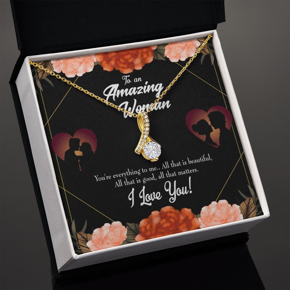 To My Wife My Love and Friend Alluring Ribbon Necklace Message Card-Express Your Love Gifts