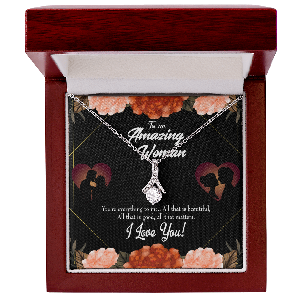 To My Wife My Love and Friend Alluring Ribbon Necklace Message Card-Express Your Love Gifts