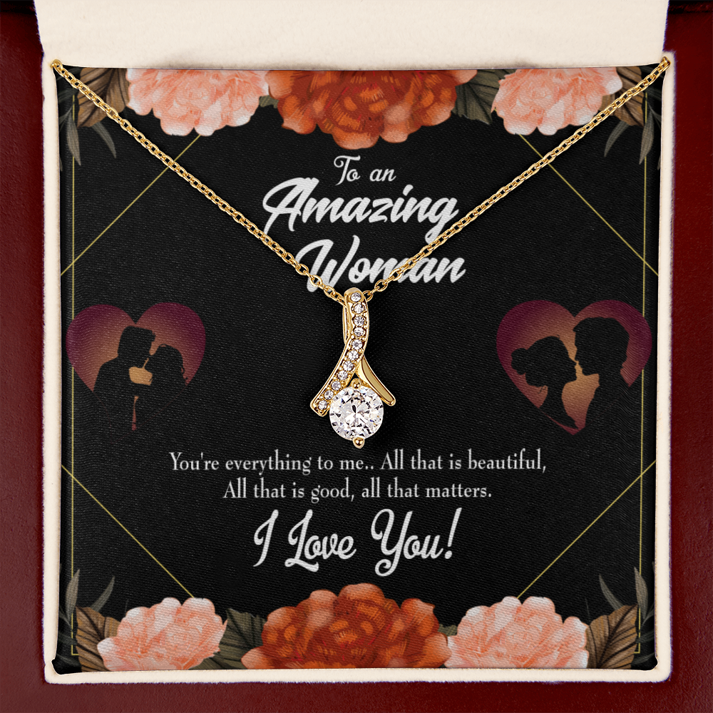 To My Wife My Love and Friend Alluring Ribbon Necklace Message Card-Express Your Love Gifts