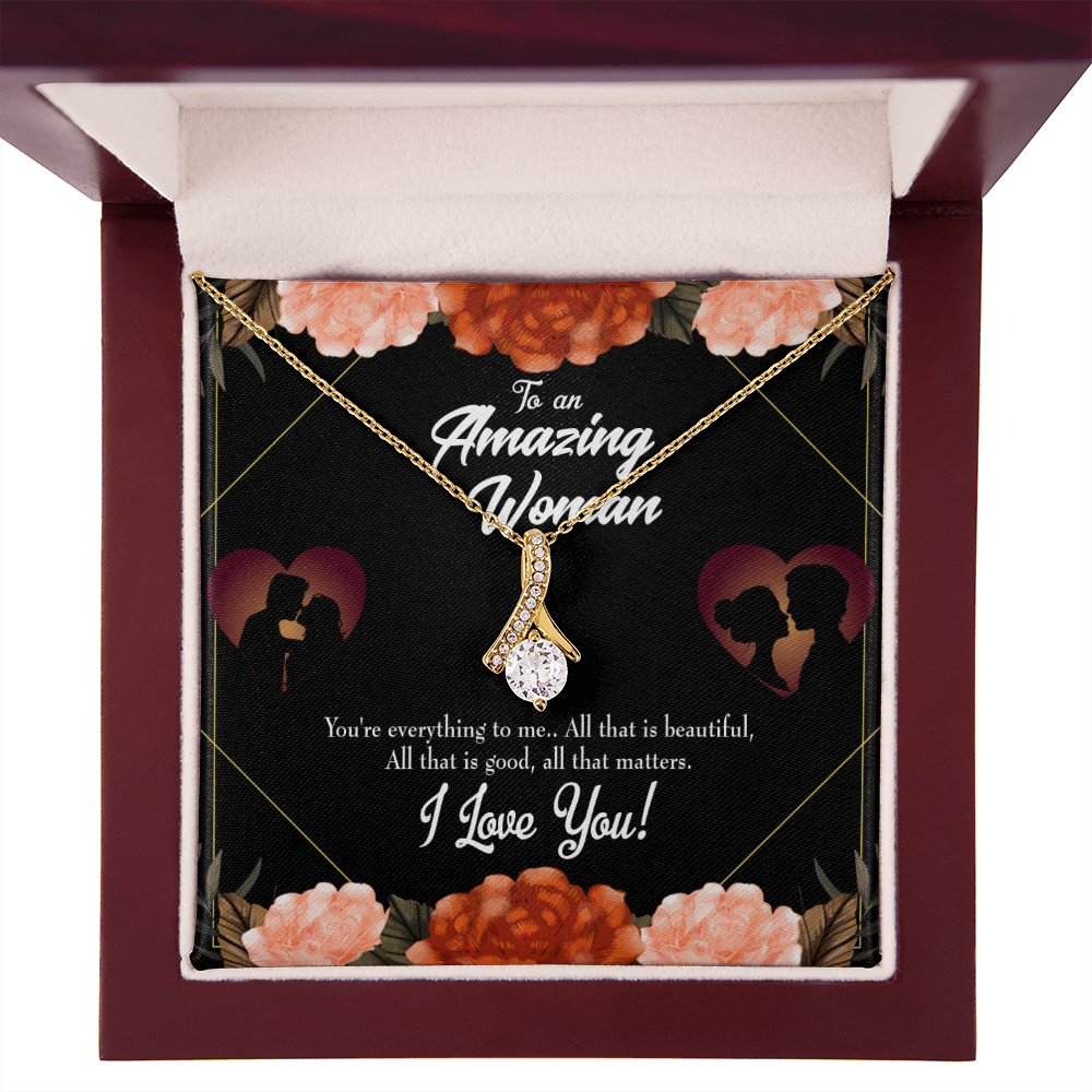 To My Wife My Love and Friend Alluring Ribbon Necklace Message Card-Express Your Love Gifts