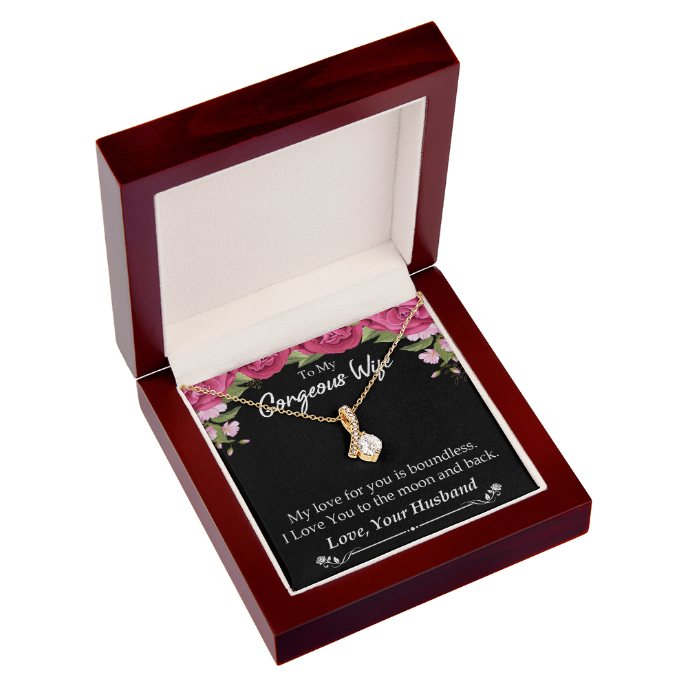 To My Wife My Love For You is Boundless Alluring Ribbon Necklace Message Card-Express Your Love Gifts