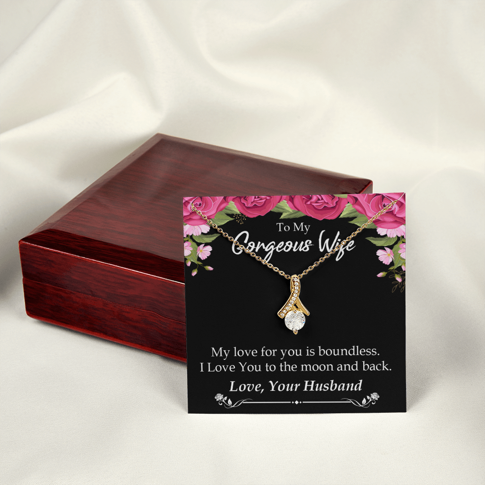 To My Wife My Love For You is Boundless Alluring Ribbon Necklace Message Card-Express Your Love Gifts