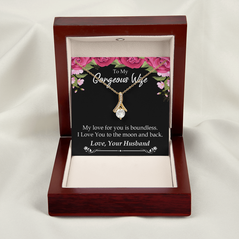 To My Wife My Love For You is Boundless Alluring Ribbon Necklace Message Card-Express Your Love Gifts