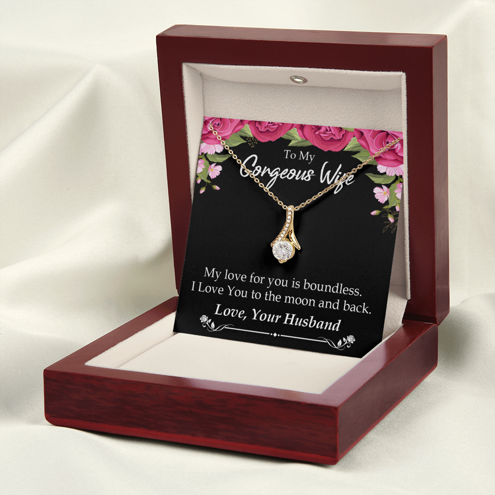 To My Wife My Love For You is Boundless Alluring Ribbon Necklace Message Card-Express Your Love Gifts