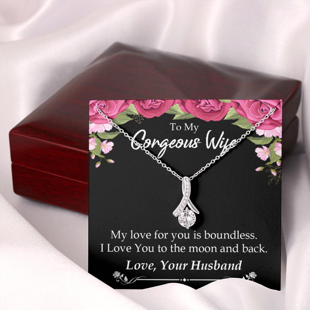 To My Wife My Love For You is Boundless Alluring Ribbon Necklace Message Card-Express Your Love Gifts