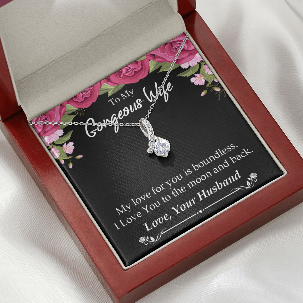 To My Wife My Love For You is Boundless Alluring Ribbon Necklace Message Card-Express Your Love Gifts