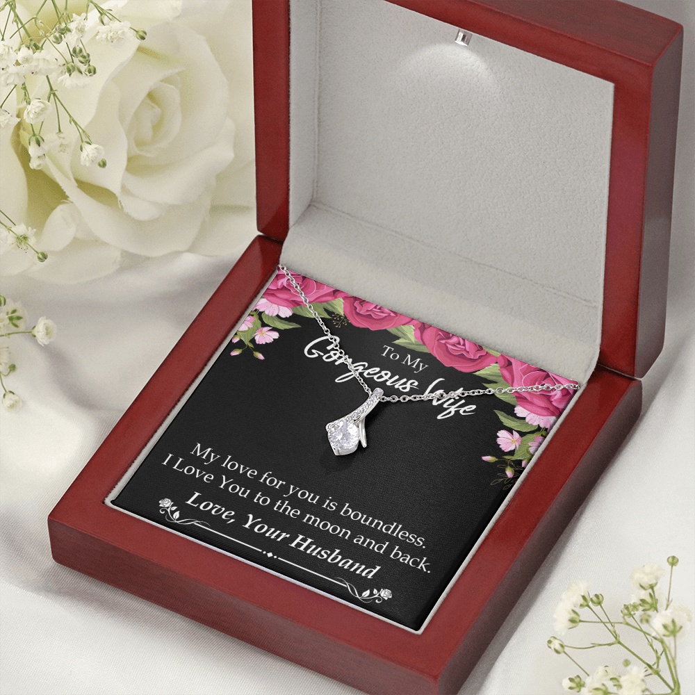 To My Wife My Love For You is Boundless Alluring Ribbon Necklace Message Card-Express Your Love Gifts