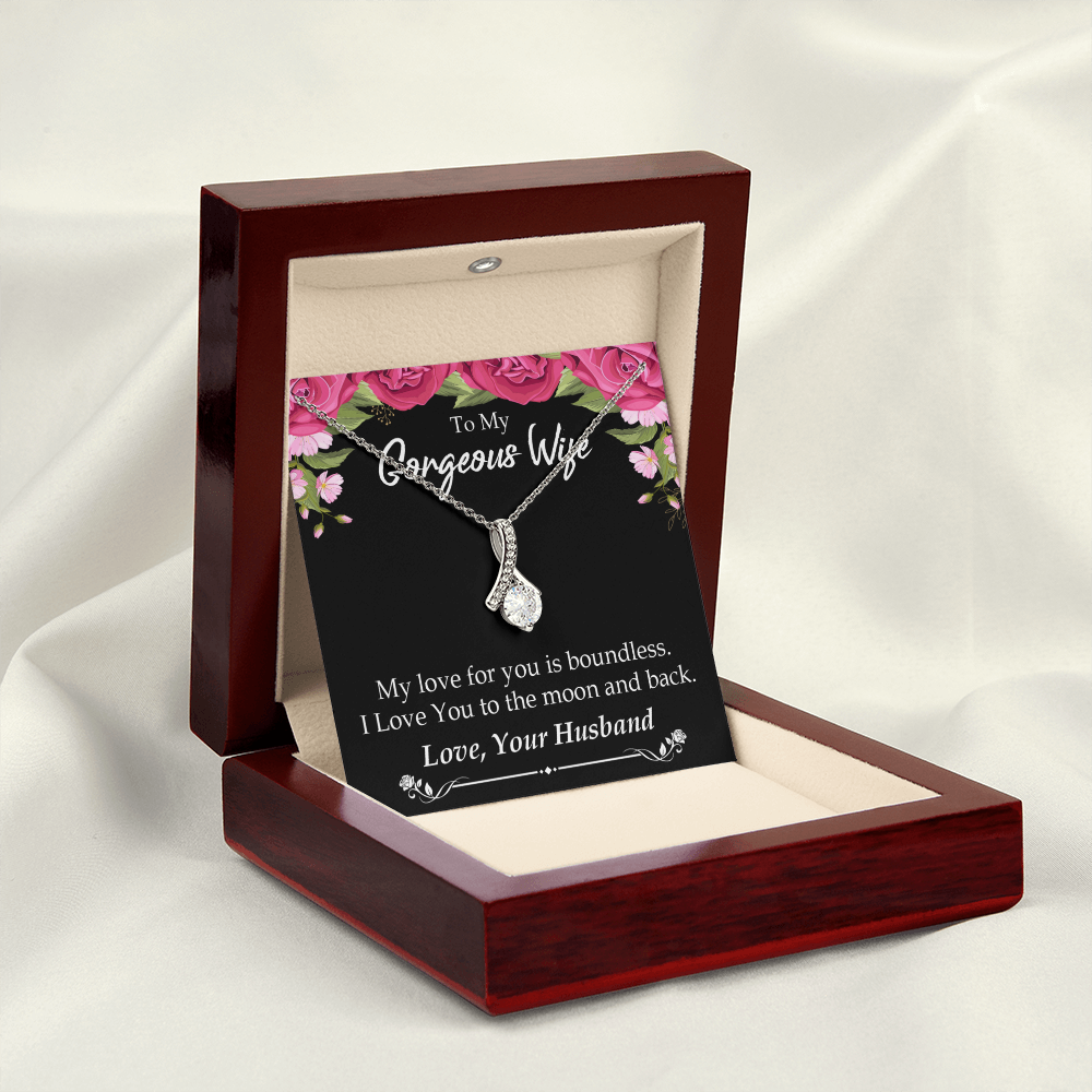 To My Wife My Love For You is Boundless Alluring Ribbon Necklace Message Card-Express Your Love Gifts