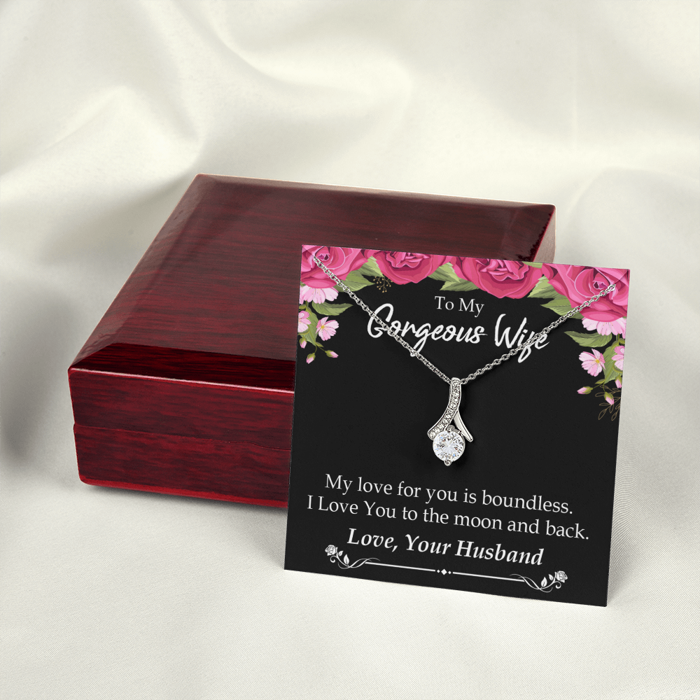 To My Wife My Love For You is Boundless Alluring Ribbon Necklace Message Card-Express Your Love Gifts