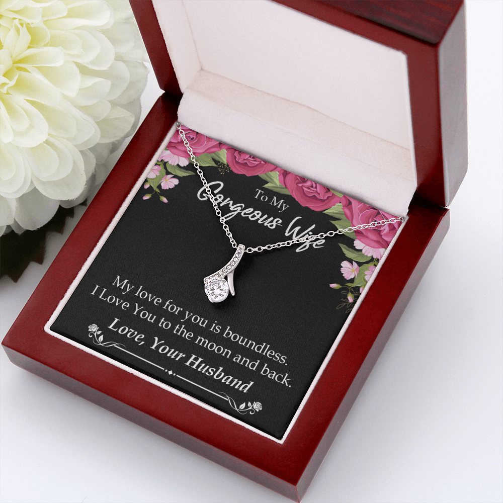 To My Wife My Love For You is Boundless Alluring Ribbon Necklace Message Card-Express Your Love Gifts