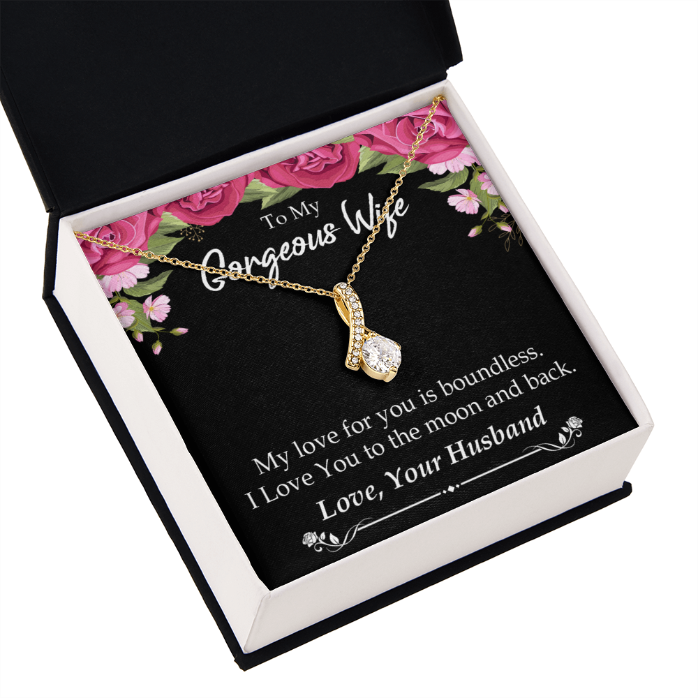 To My Wife My Love For You is Boundless Alluring Ribbon Necklace Message Card-Express Your Love Gifts