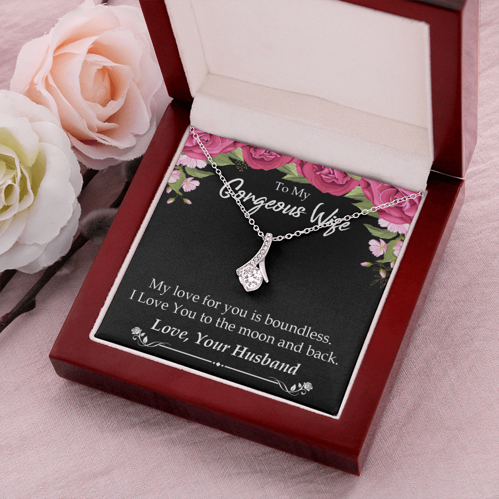 To My Wife My Love For You is Boundless Alluring Ribbon Necklace Message Card-Express Your Love Gifts