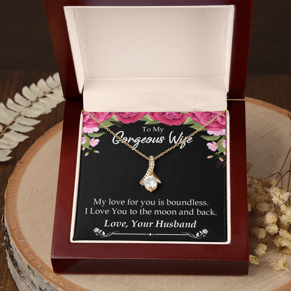 To My Wife My Love For You is Boundless Alluring Ribbon Necklace Message Card-Express Your Love Gifts