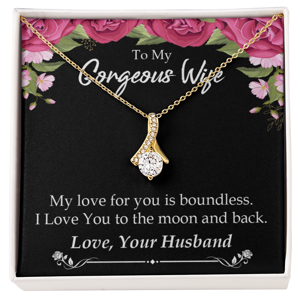 To My Wife My Love For You is Boundless Alluring Ribbon Necklace Message Card-Express Your Love Gifts