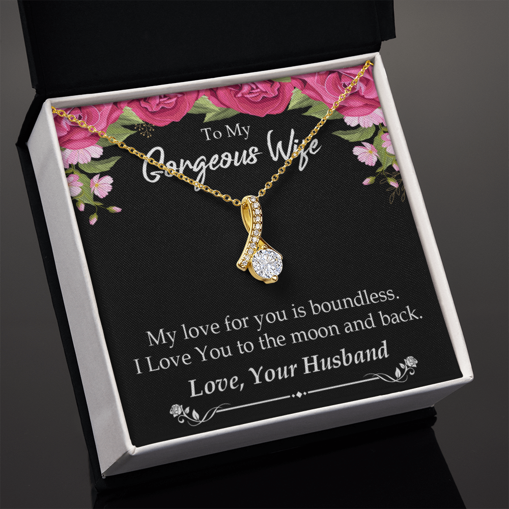 To My Wife My Love For You is Boundless Alluring Ribbon Necklace Message Card-Express Your Love Gifts