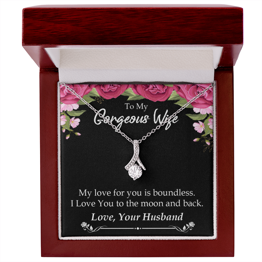 To My Wife My Love For You is Boundless Alluring Ribbon Necklace Message Card-Express Your Love Gifts