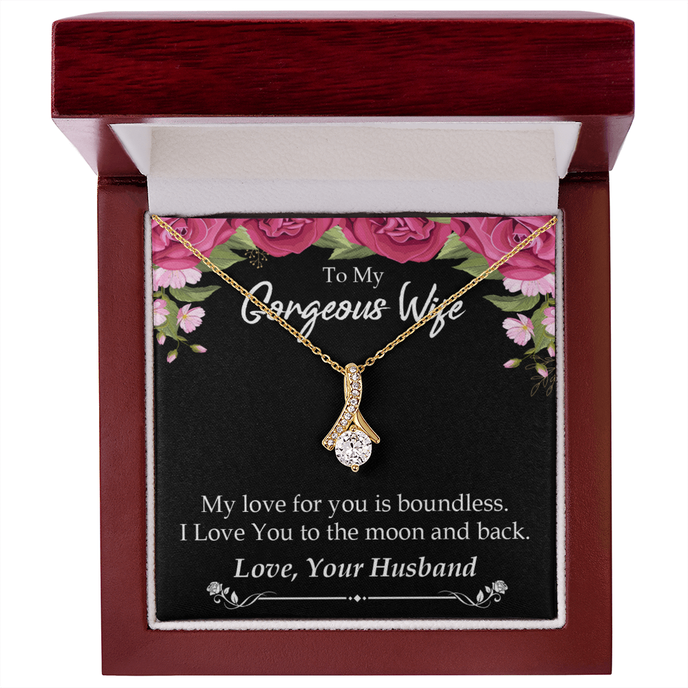 To My Wife My Love For You is Boundless Alluring Ribbon Necklace Message Card-Express Your Love Gifts