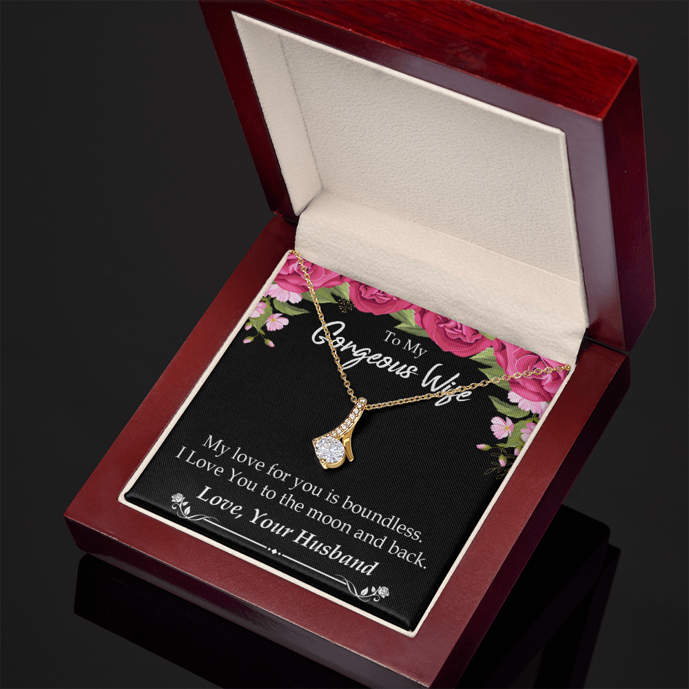 To My Wife My Love For You is Boundless Alluring Ribbon Necklace Message Card-Express Your Love Gifts