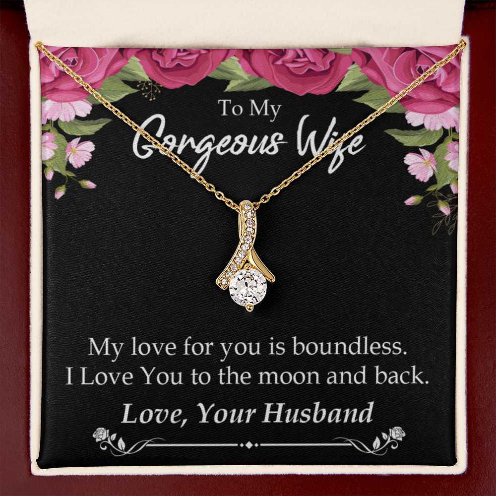 To My Wife My Love For You is Boundless Alluring Ribbon Necklace Message Card-Express Your Love Gifts