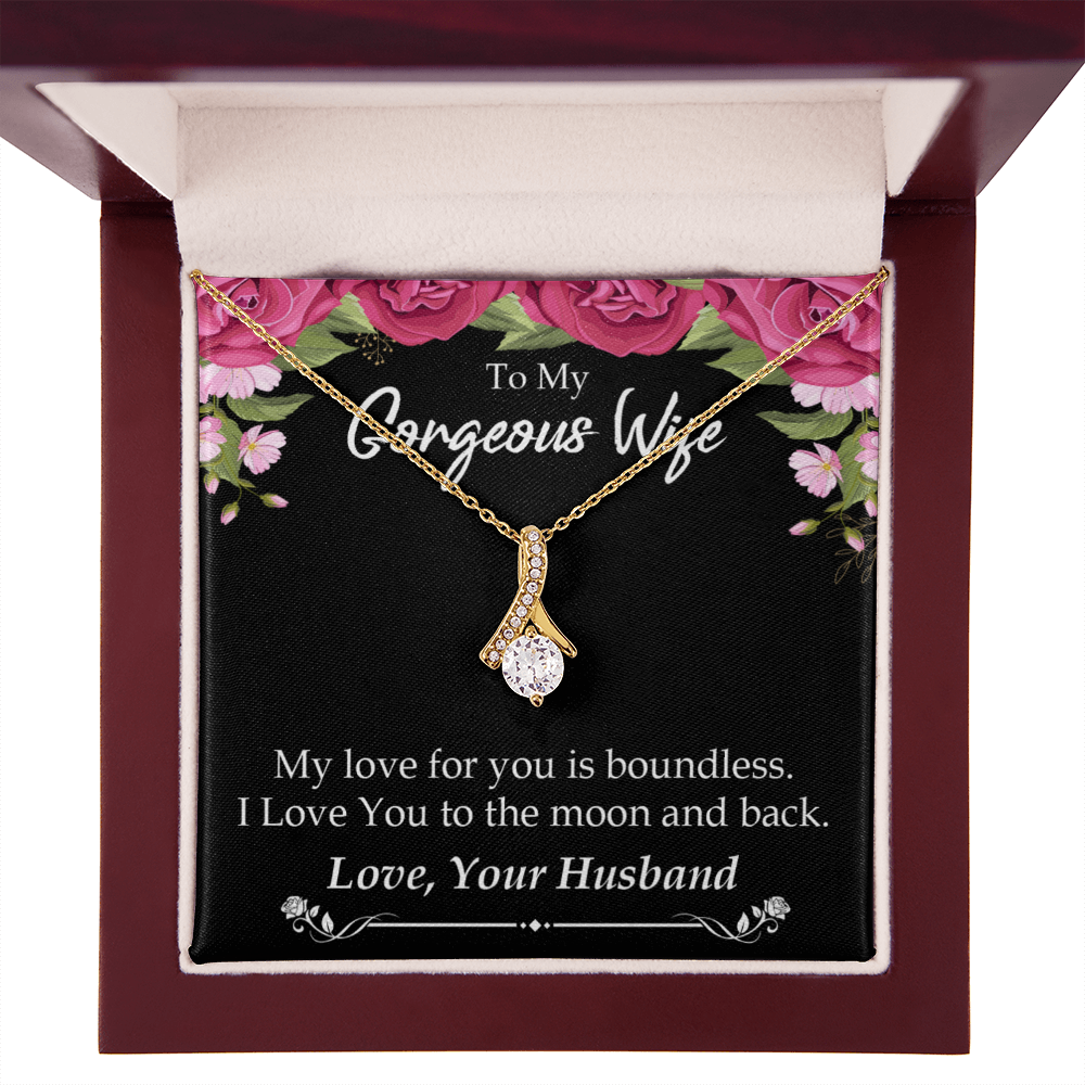 To My Wife My Love For You is Boundless Alluring Ribbon Necklace Message Card-Express Your Love Gifts