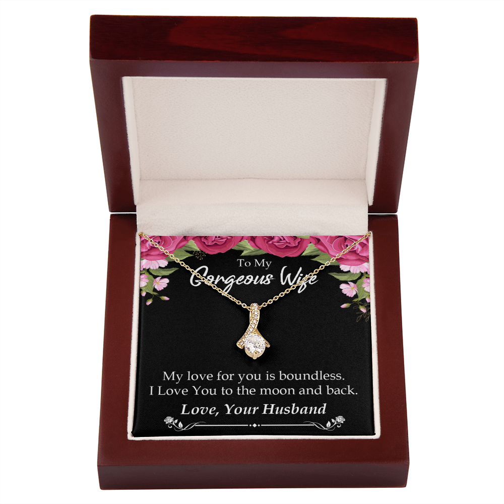 To My Wife My Love For You is Boundless Alluring Ribbon Necklace Message Card-Express Your Love Gifts