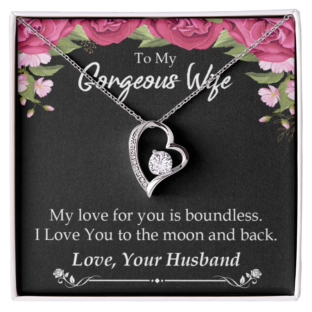 To My Wife My Love For You is Boundless Forever Necklace w Message Card-Express Your Love Gifts