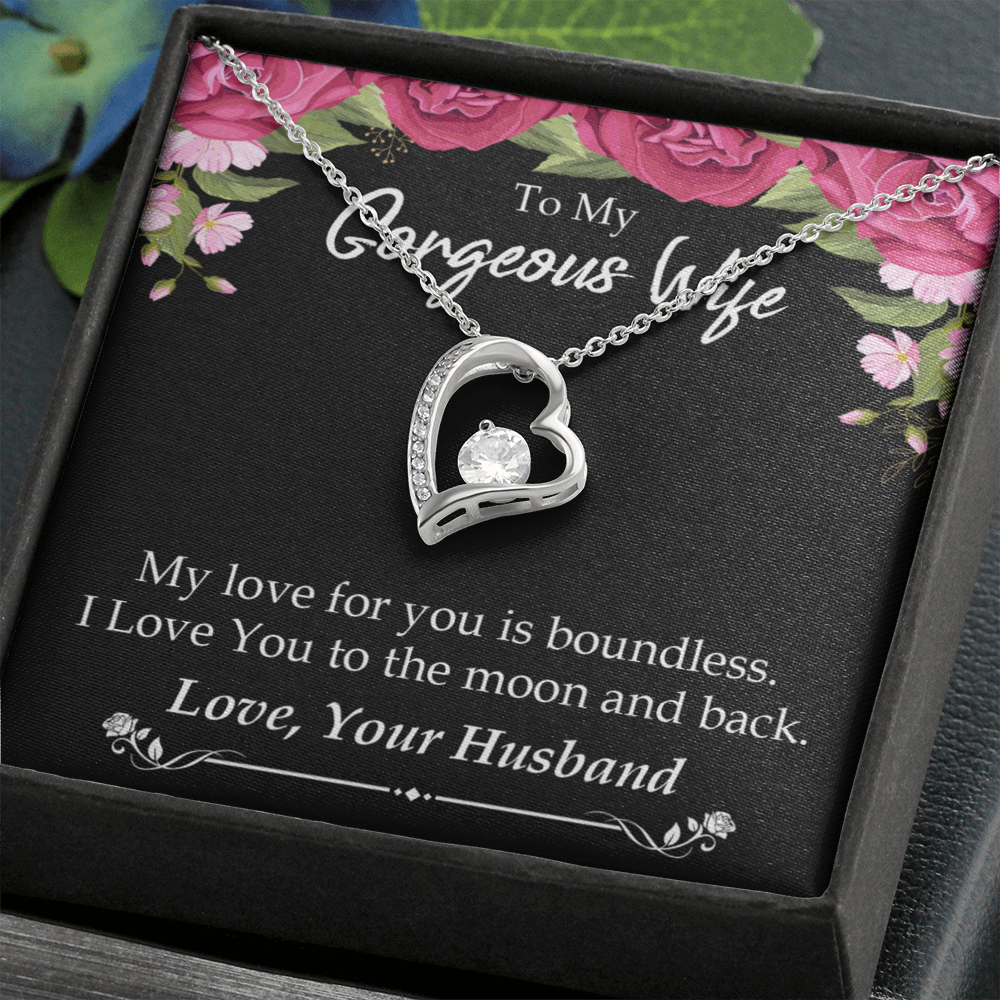 To My Wife My Love For You is Boundless Forever Necklace w Message Card-Express Your Love Gifts