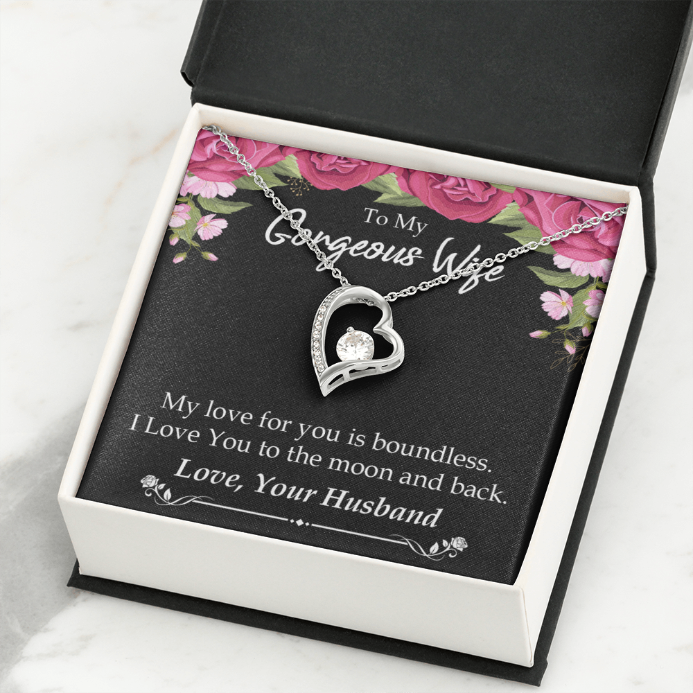 To My Wife My Love For You is Boundless Forever Necklace w Message Card-Express Your Love Gifts