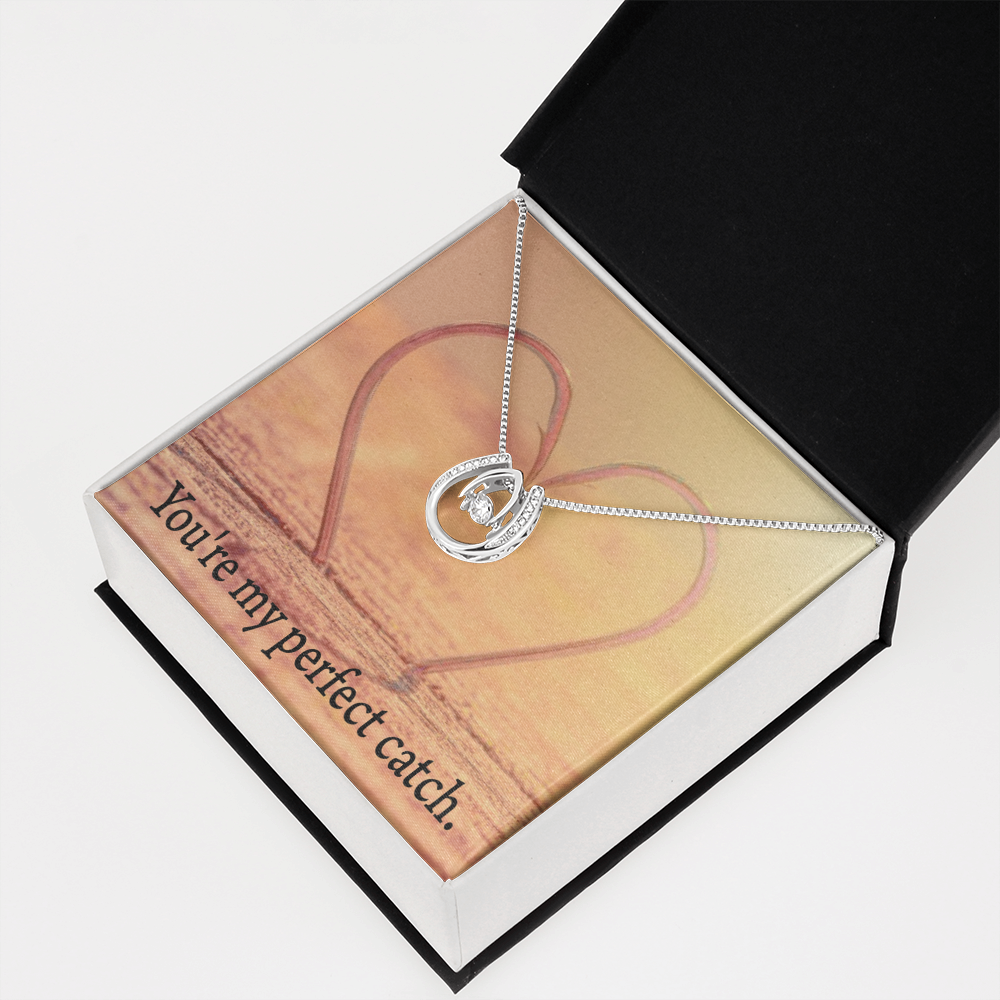 To My Wife My Perfect Catch Lucky Horseshoe Necklace Message Card 14k w CZ Crystals-Express Your Love Gifts