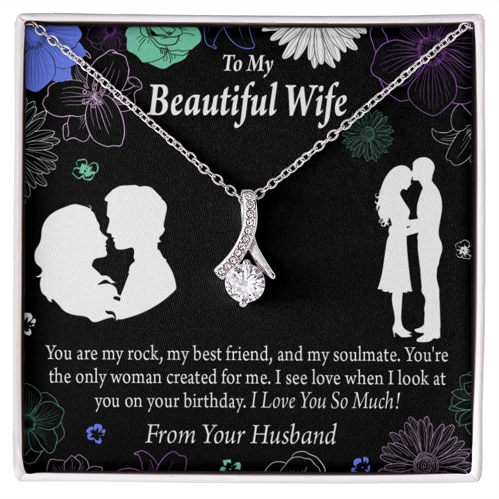 To My Wife My Rock Alluring Ribbon Necklace Message Card-Express Your Love Gifts