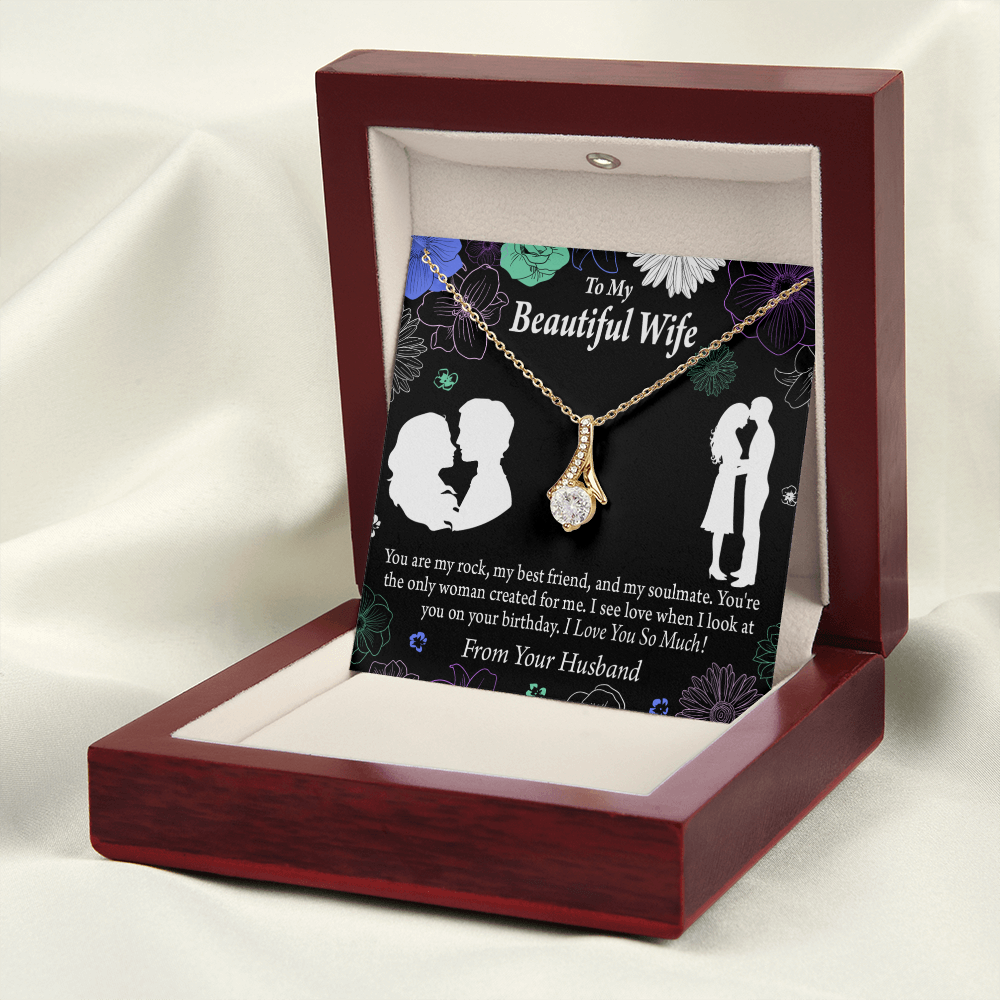 To My Wife My Rock Alluring Ribbon Necklace Message Card-Express Your Love Gifts