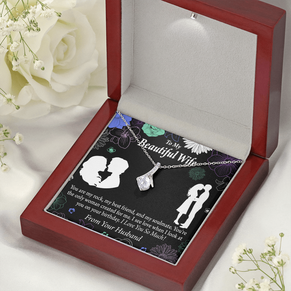 To My Wife My Rock Alluring Ribbon Necklace Message Card-Express Your Love Gifts