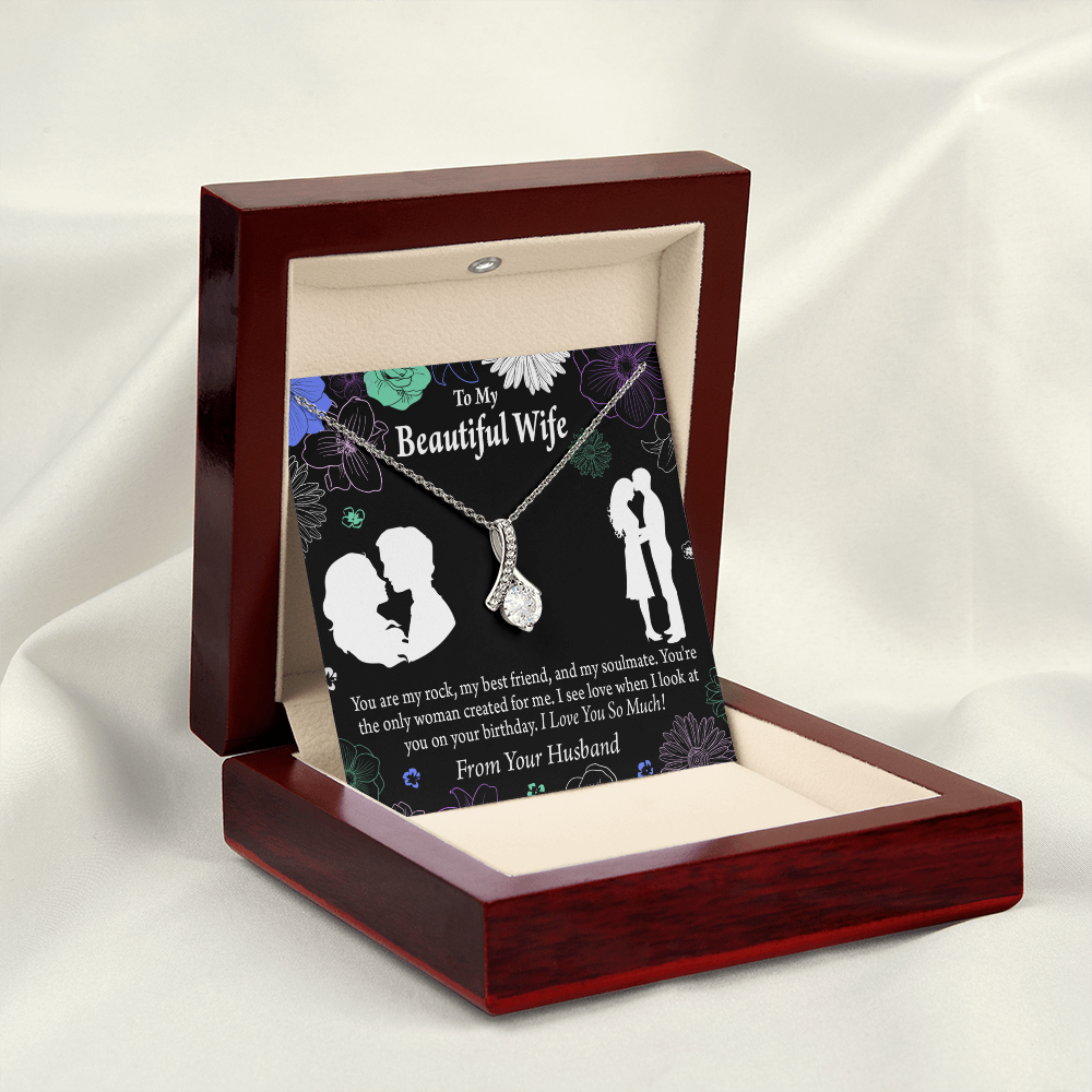 To My Wife My Rock Alluring Ribbon Necklace Message Card-Express Your Love Gifts