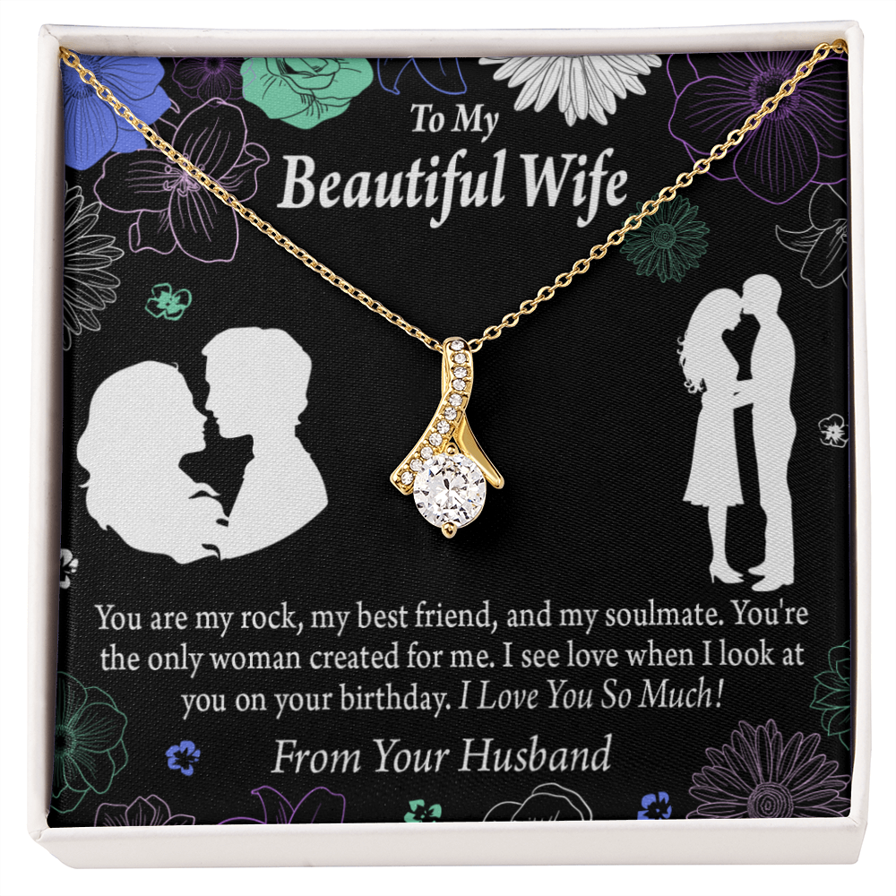 To My Wife My Rock Alluring Ribbon Necklace Message Card-Express Your Love Gifts