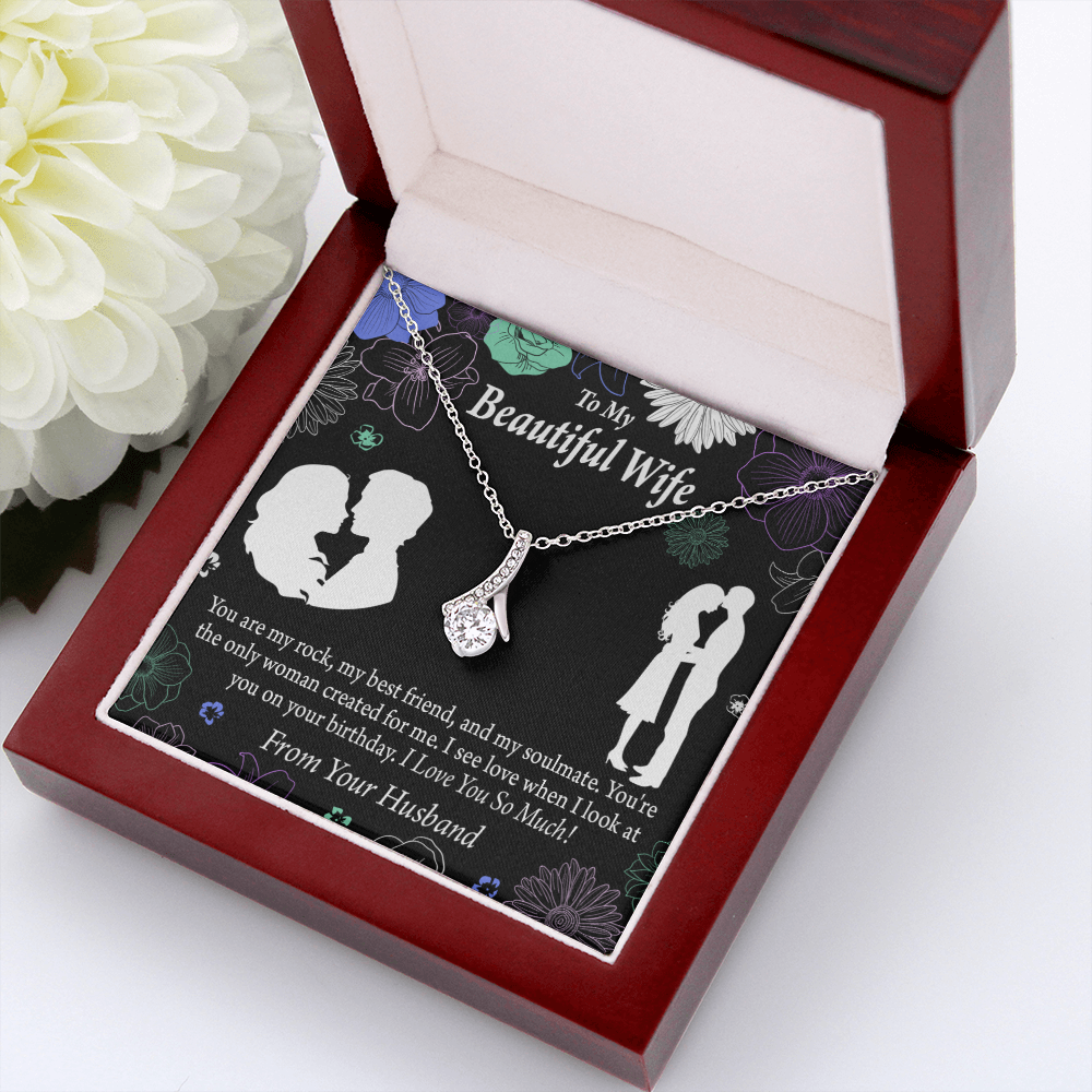 To My Wife My Rock Alluring Ribbon Necklace Message Card-Express Your Love Gifts