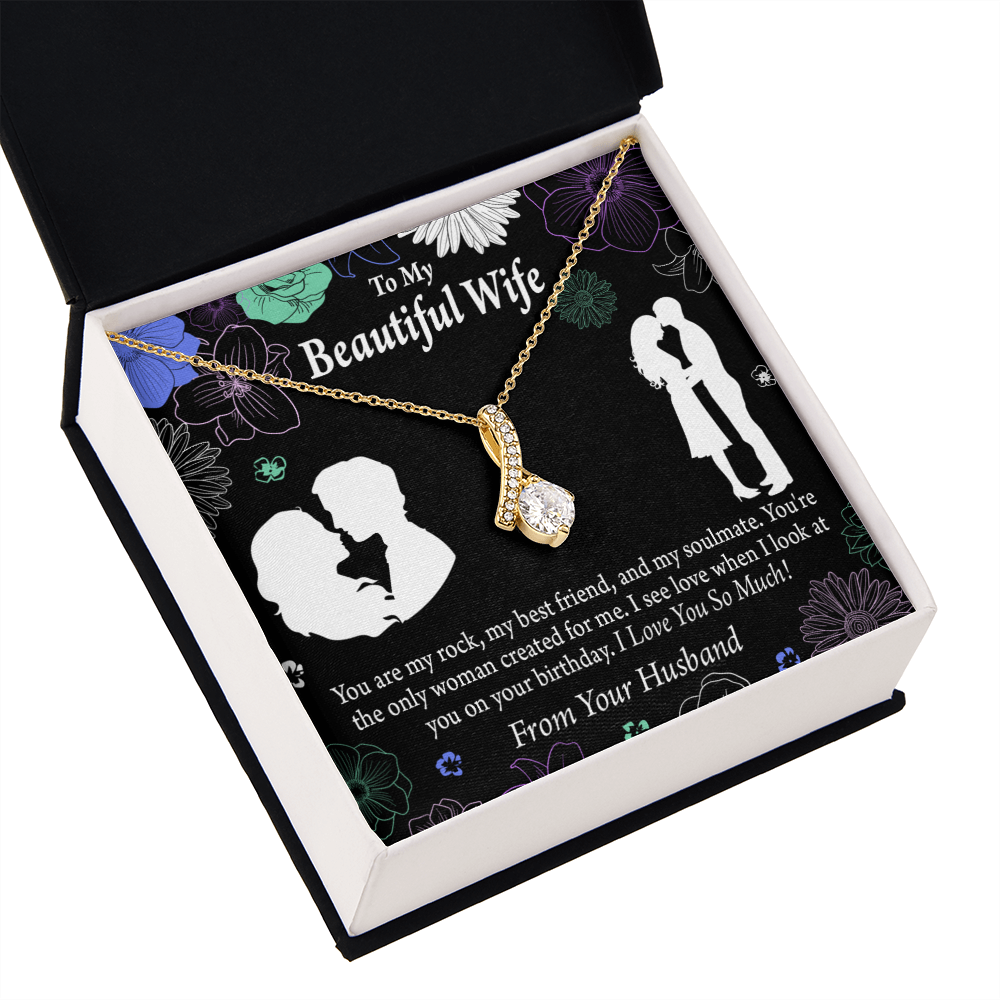 To My Wife My Rock Alluring Ribbon Necklace Message Card-Express Your Love Gifts