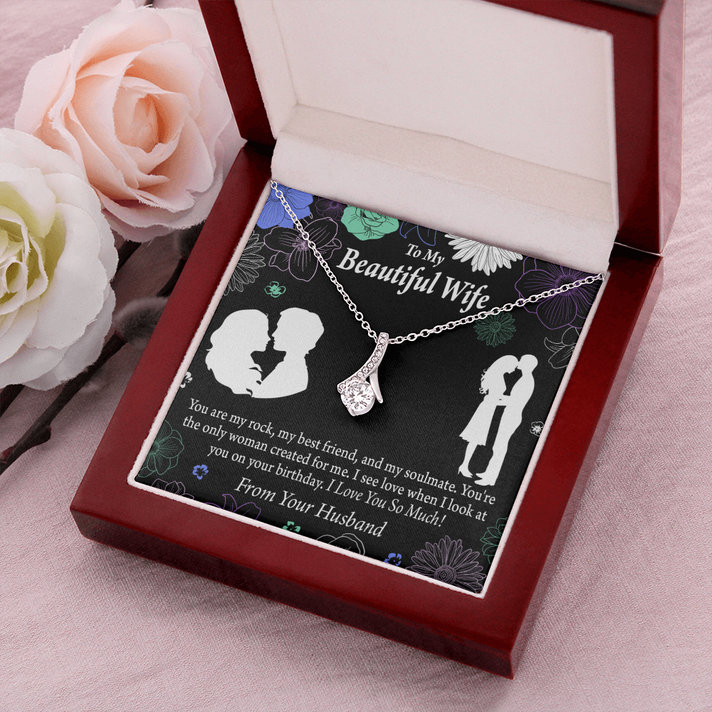 To My Wife My Rock Alluring Ribbon Necklace Message Card-Express Your Love Gifts