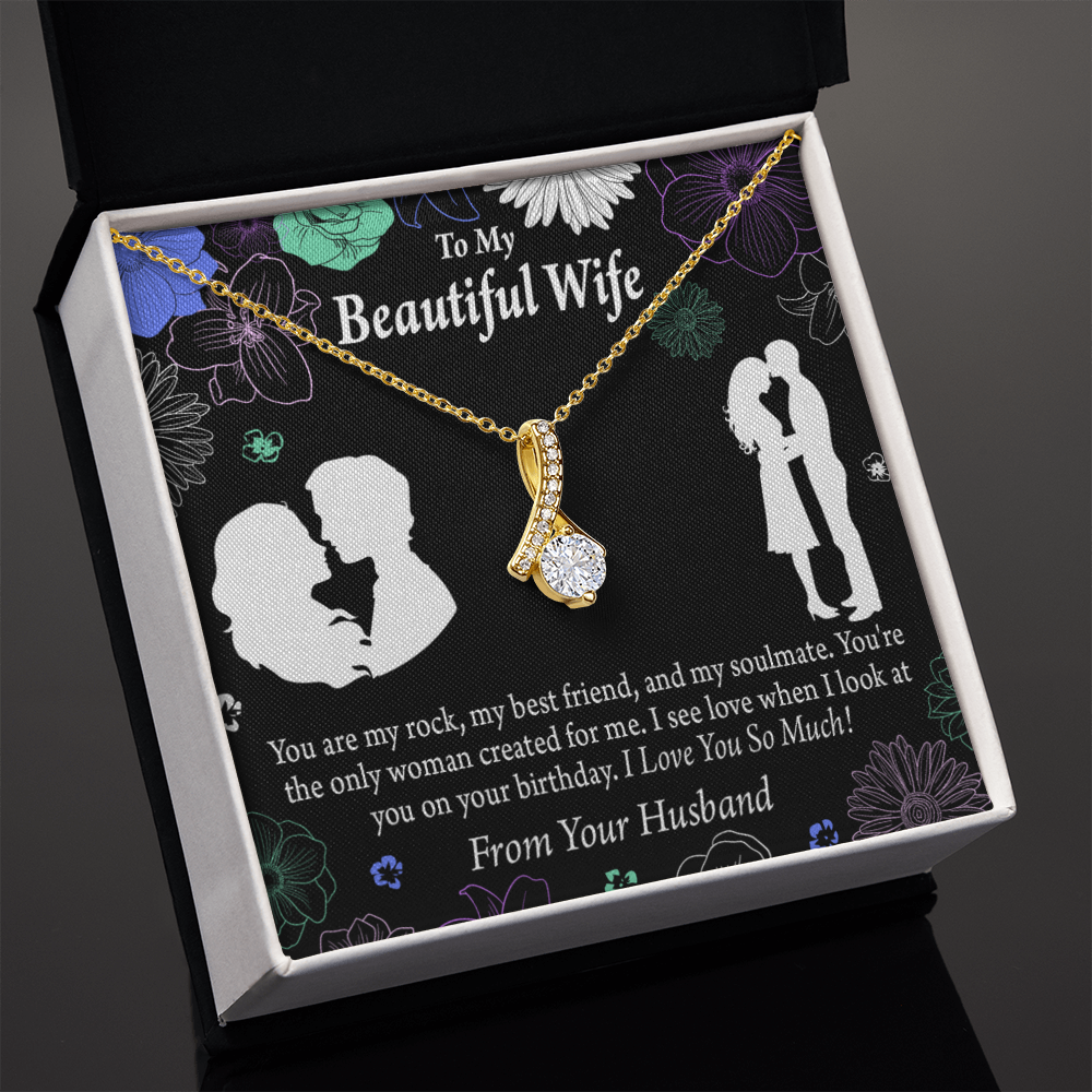 To My Wife My Rock Alluring Ribbon Necklace Message Card-Express Your Love Gifts