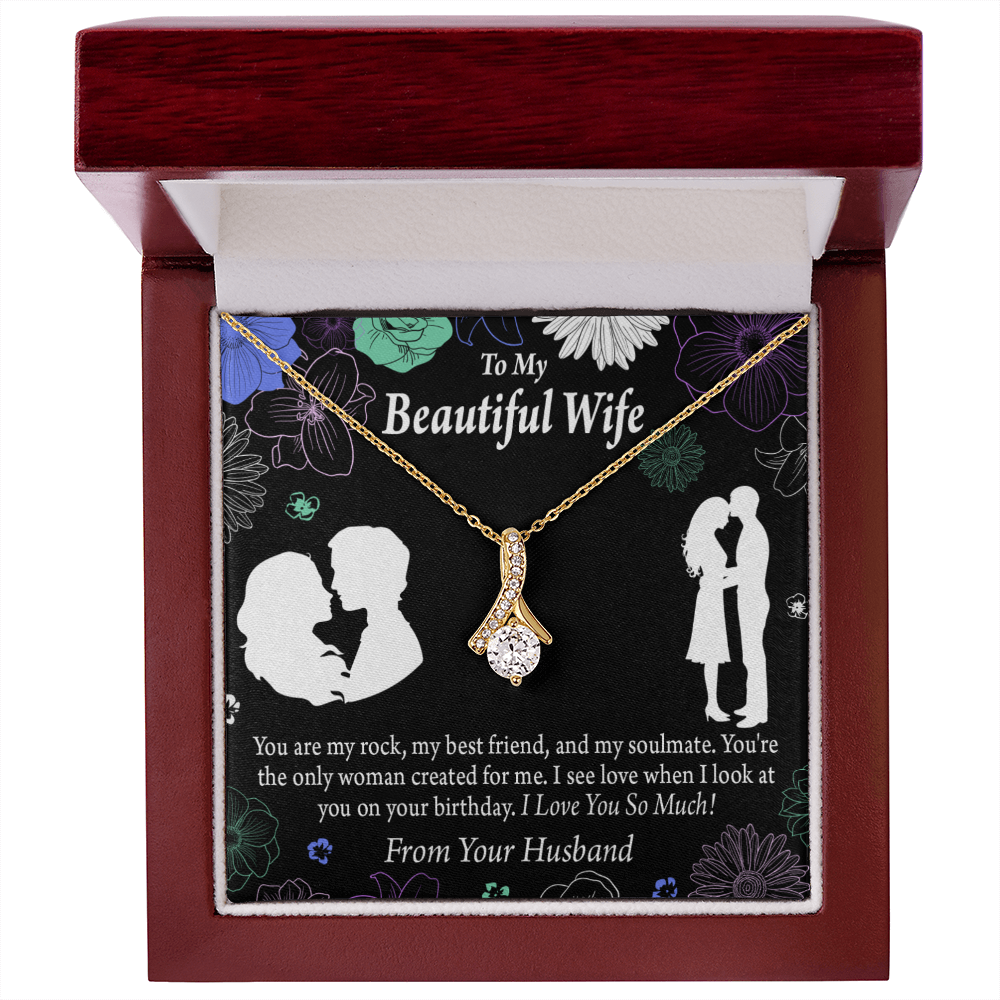 To My Wife My Rock Alluring Ribbon Necklace Message Card-Express Your Love Gifts