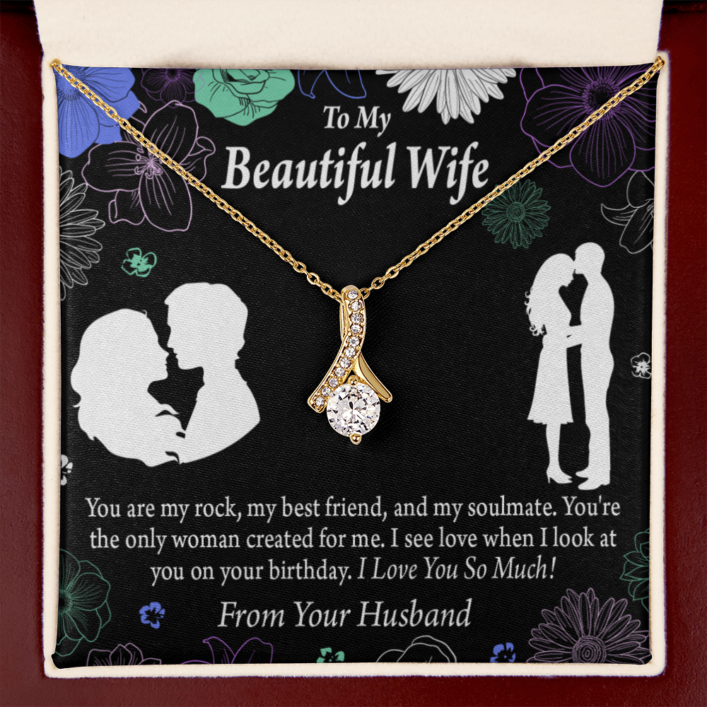 To My Wife My Rock Alluring Ribbon Necklace Message Card-Express Your Love Gifts