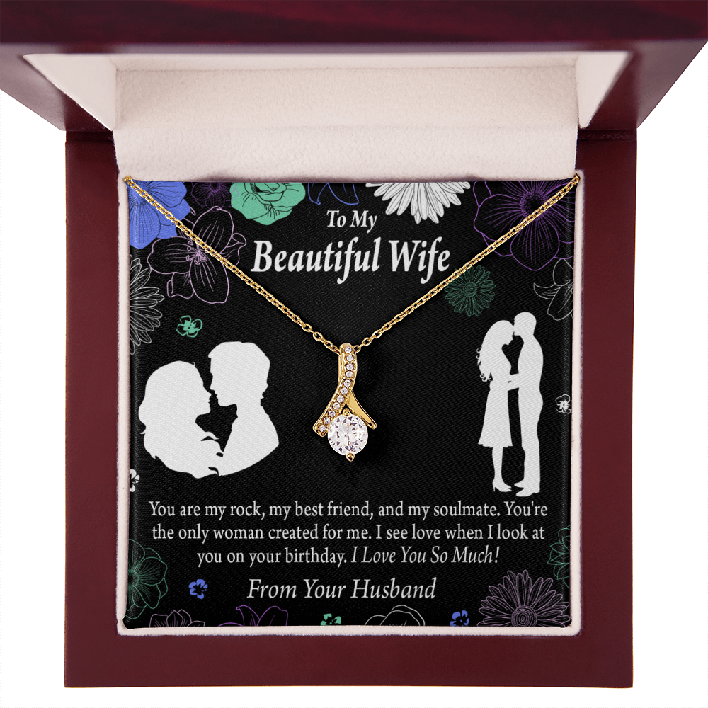 To My Wife My Rock Alluring Ribbon Necklace Message Card-Express Your Love Gifts