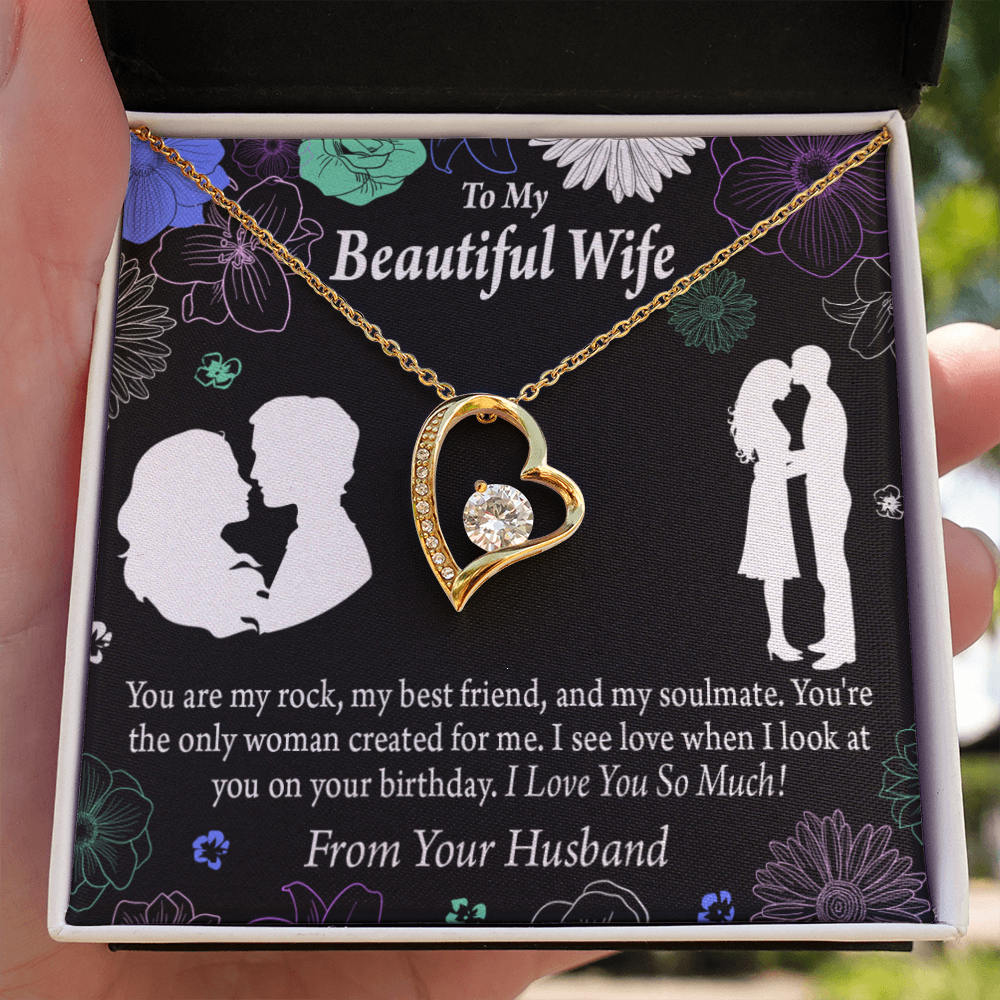 To My Wife My Rock Forever Necklace w Message Card-Express Your Love Gifts