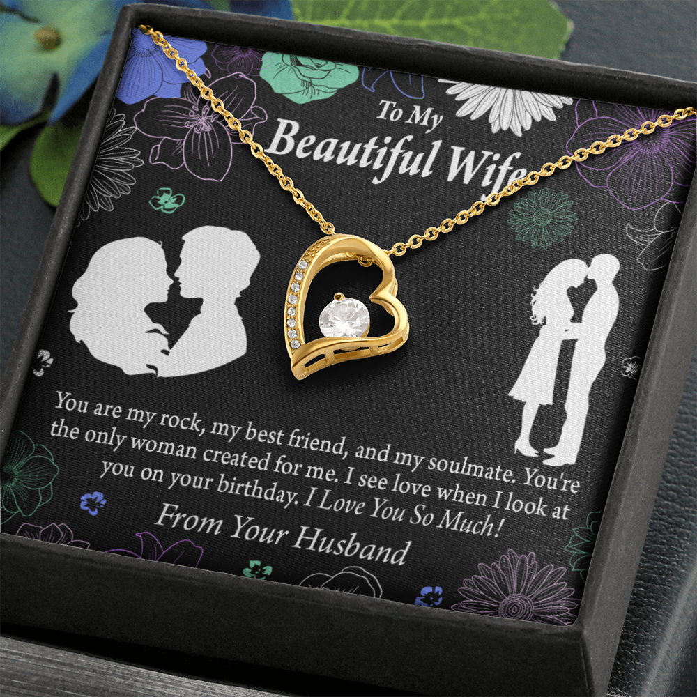 To My Wife My Rock Forever Necklace w Message Card-Express Your Love Gifts