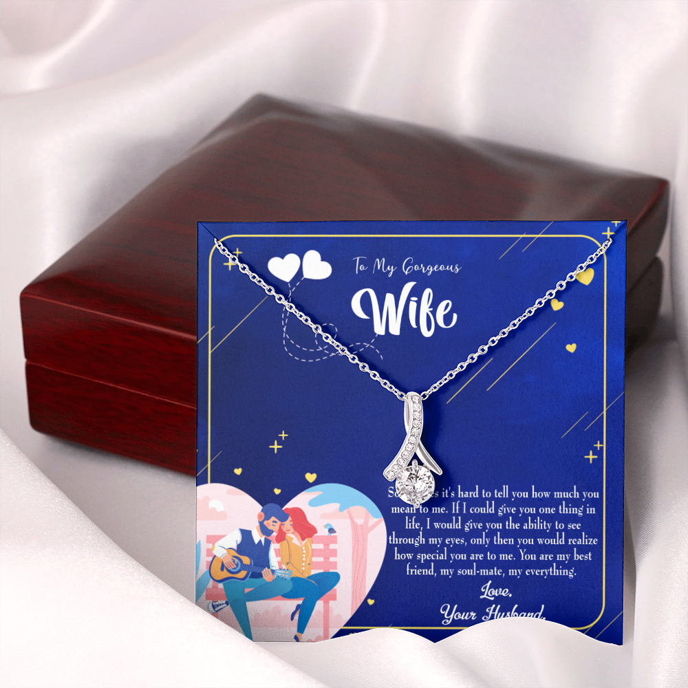 To My Wife My Soulmate My Everything Alluring Ribbon Necklace Message Card-Express Your Love Gifts