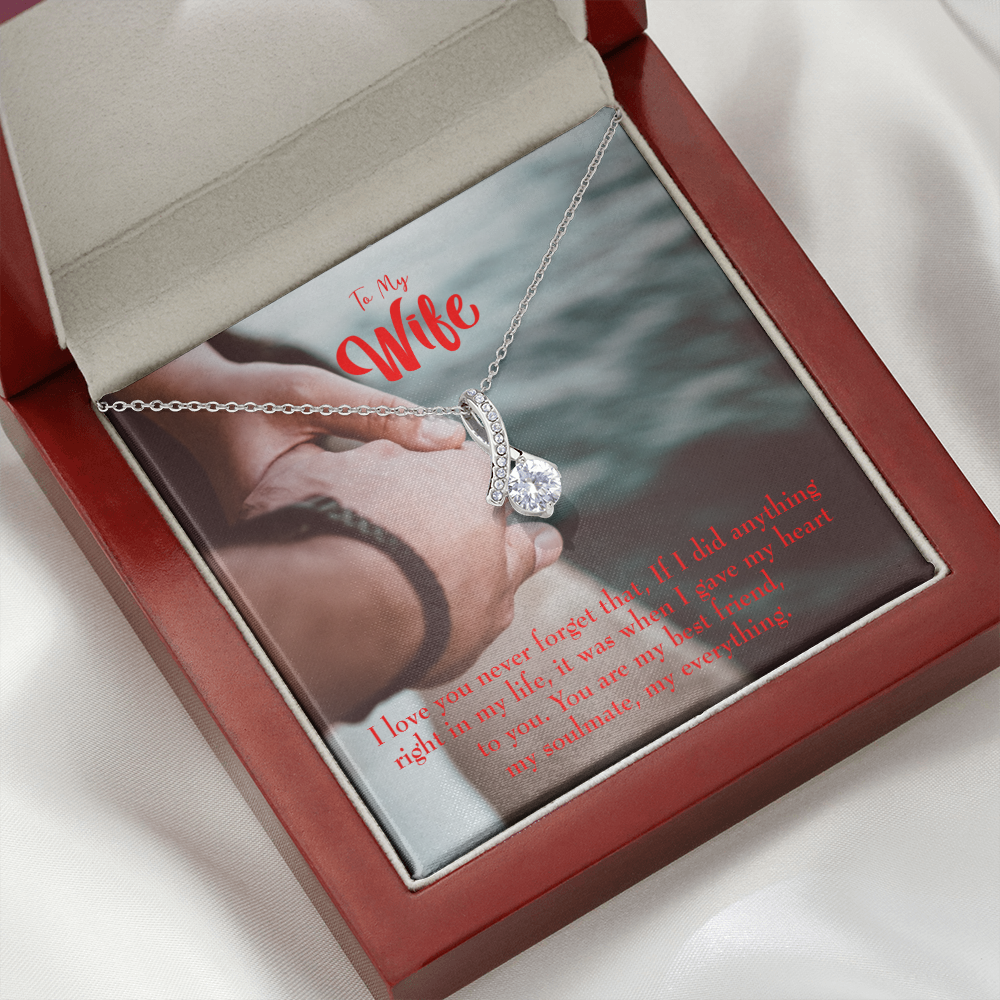 To My Wife My Soulmate My Everything Alluring Ribbon Necklace Message Card-Express Your Love Gifts