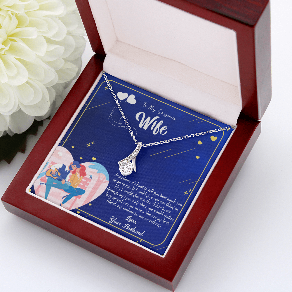 To My Wife My Soulmate My Everything Alluring Ribbon Necklace Message Card-Express Your Love Gifts