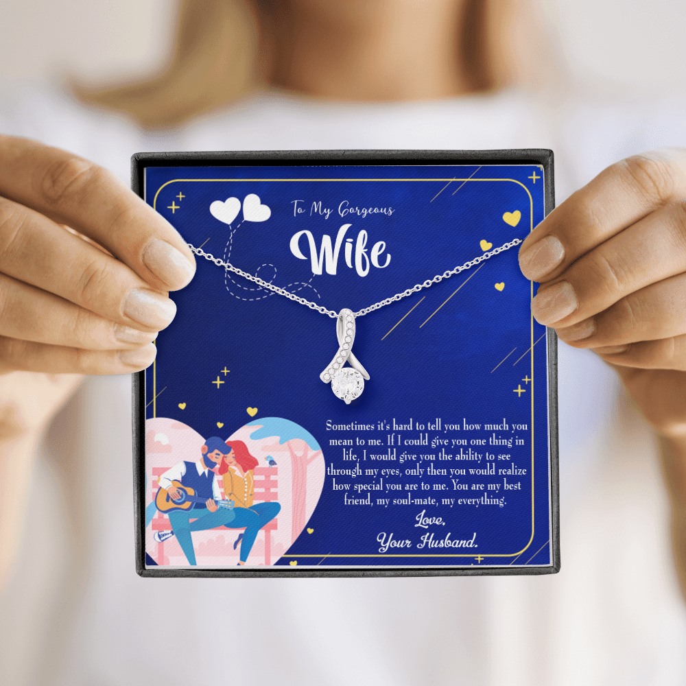 To My Wife My Soulmate My Everything Alluring Ribbon Necklace Message Card-Express Your Love Gifts