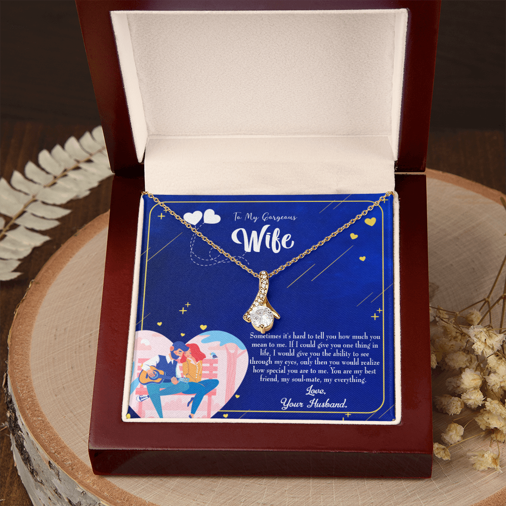 To My Wife My Soulmate My Everything Alluring Ribbon Necklace Message Card-Express Your Love Gifts