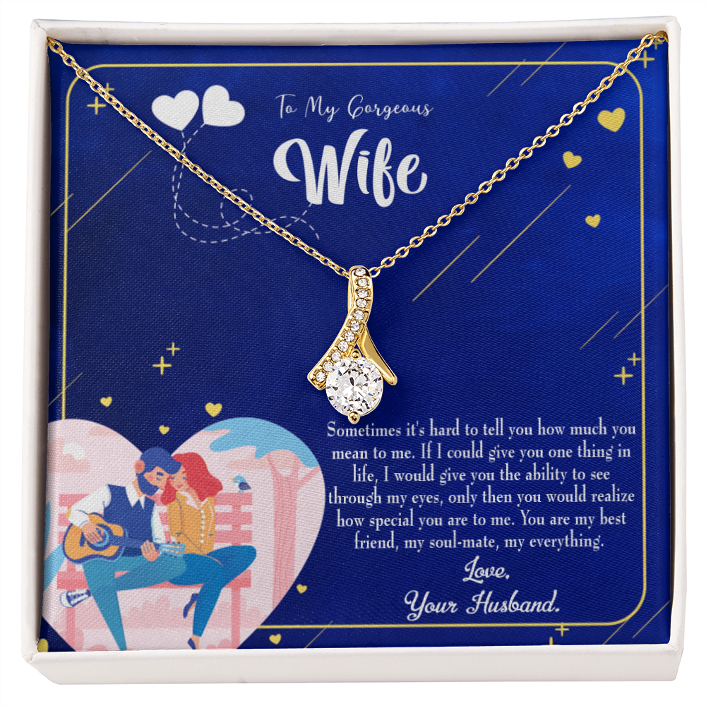 To My Wife My Soulmate My Everything Alluring Ribbon Necklace Message Card-Express Your Love Gifts