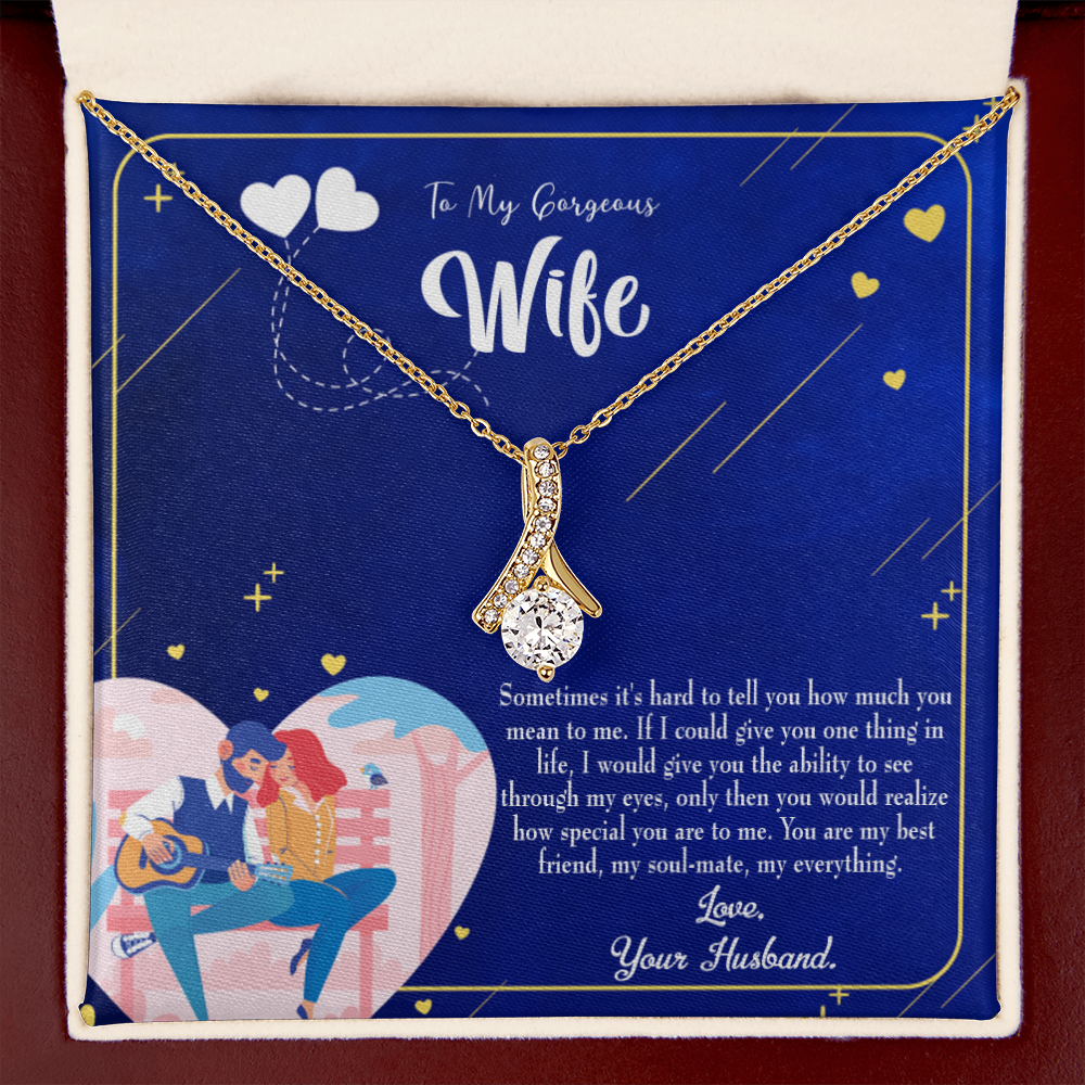 To My Wife My Soulmate My Everything Alluring Ribbon Necklace Message Card-Express Your Love Gifts